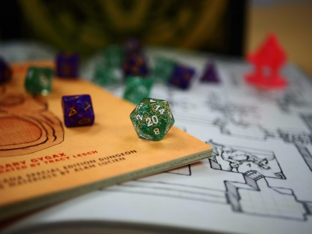 d&d manual and 20 die